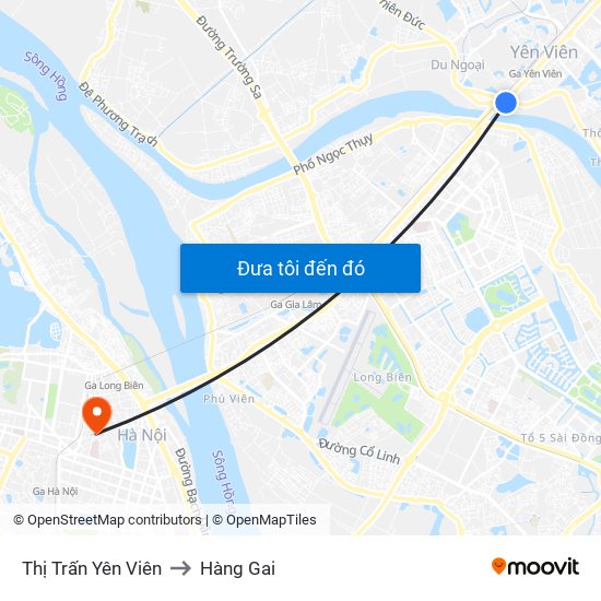 Thị Trấn Yên Viên to Hàng Gai map