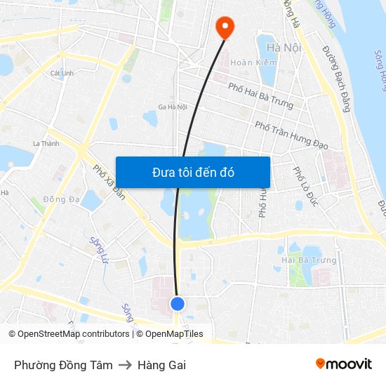 Phường Đồng Tâm to Hàng Gai map