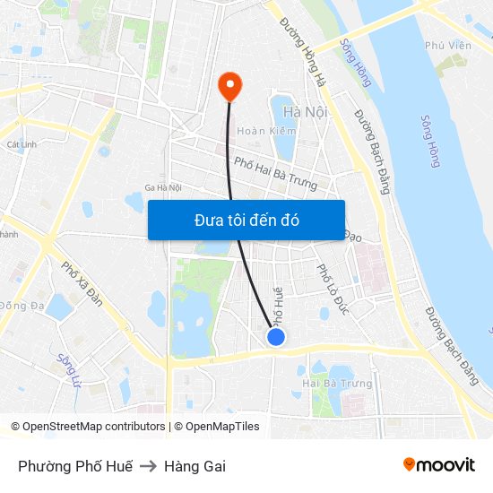 Phường Phố Huế to Hàng Gai map