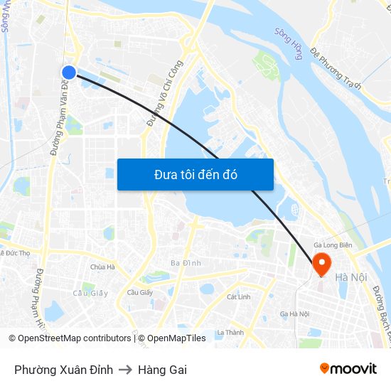 Phường Xuân Đỉnh to Hàng Gai map