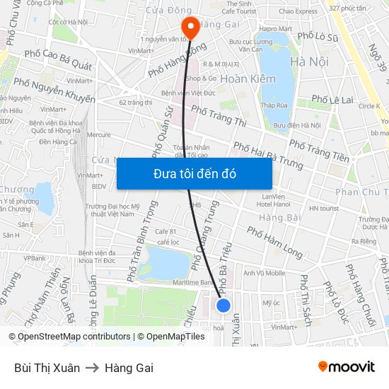 Bùi Thị Xuân to Hàng Gai map
