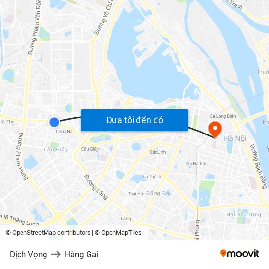 Dịch Vọng to Hàng Gai map