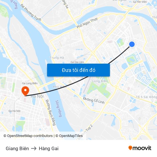 Giang Biên to Hàng Gai map