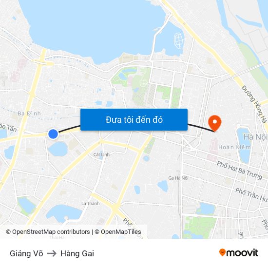 Giảng Võ to Hàng Gai map