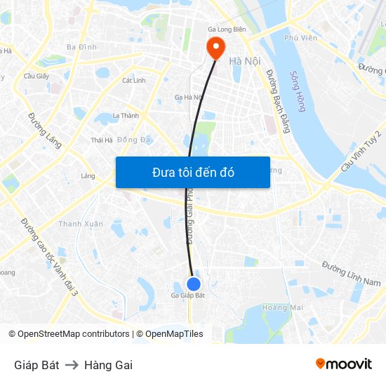 Giáp Bát to Hàng Gai map