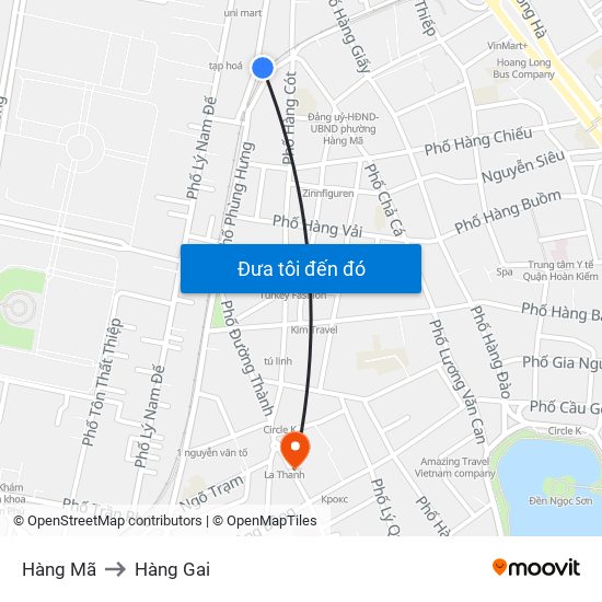 Hàng Mã to Hàng Gai map