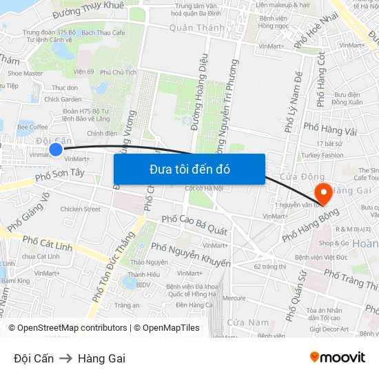 Đội Cấn to Hàng Gai map