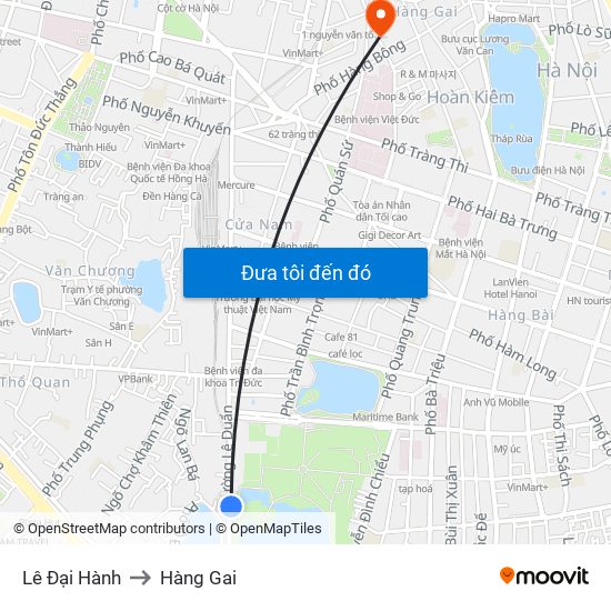 Lê Đại Hành to Hàng Gai map