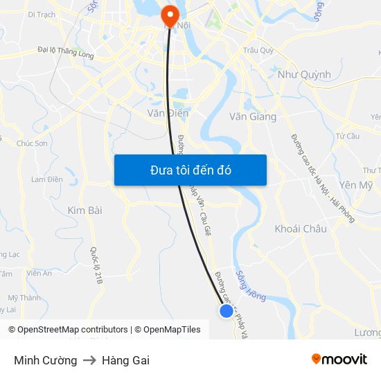 Minh Cường to Hàng Gai map