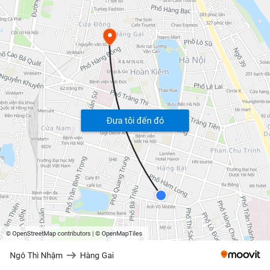 Ngô Thì Nhậm to Hàng Gai map
