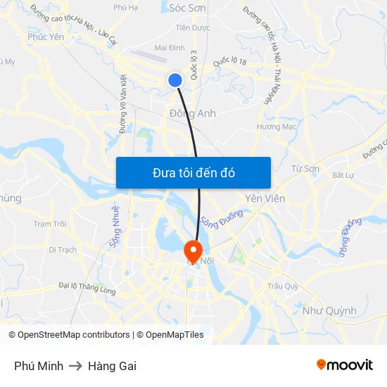 Phú Minh to Hàng Gai map