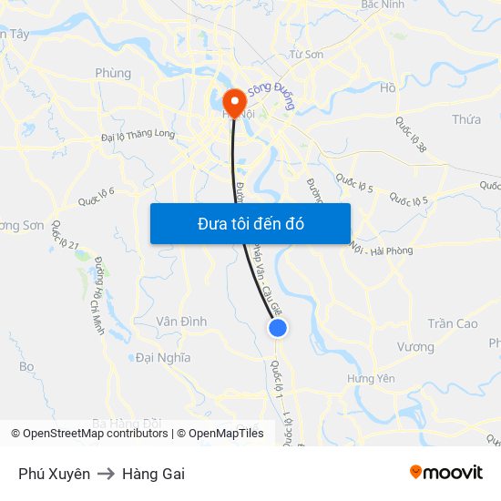 Phú Xuyên to Hàng Gai map
