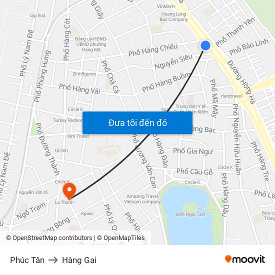 Phúc Tân to Hàng Gai map