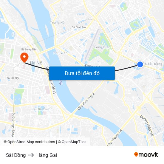 Sài Đồng to Hàng Gai map