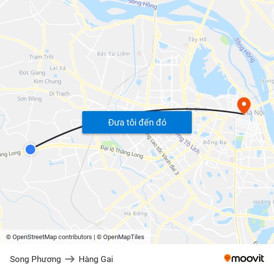 Song Phương to Hàng Gai map