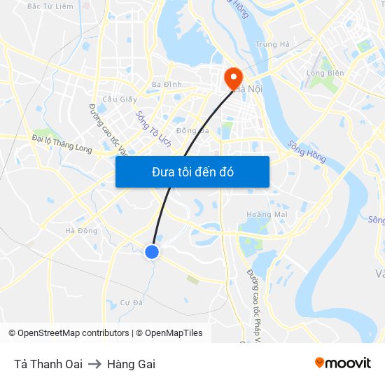Tả Thanh Oai to Hàng Gai map