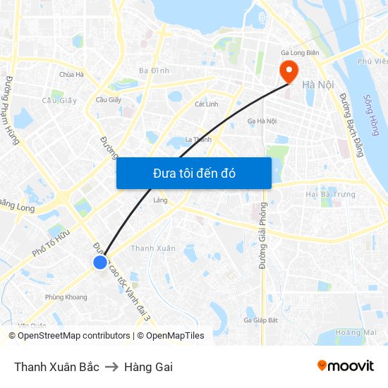Thanh Xuân Bắc to Hàng Gai map