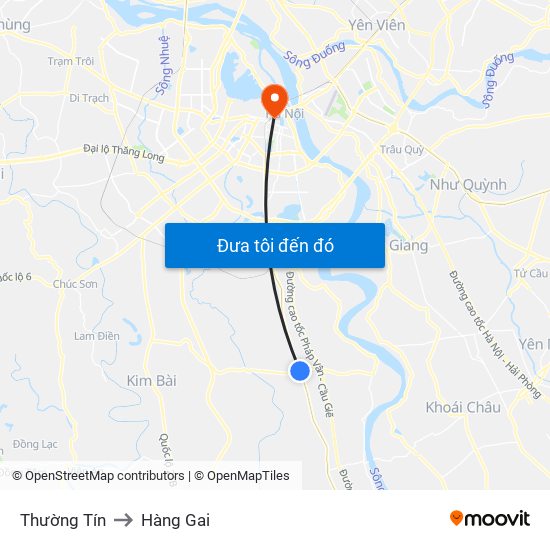Thường Tín to Hàng Gai map