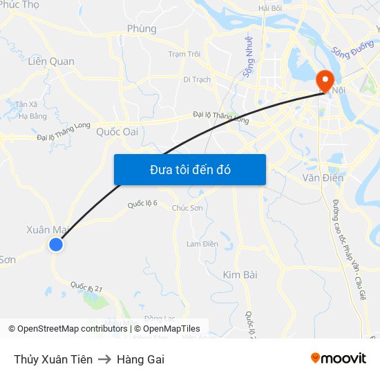 Thủy Xuân Tiên to Hàng Gai map
