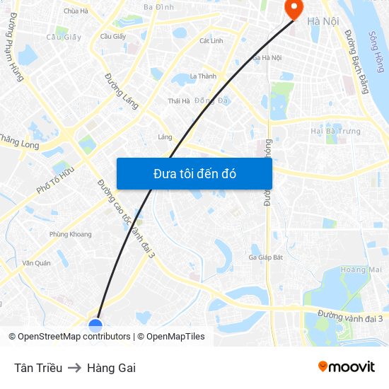 Tân Triều to Hàng Gai map