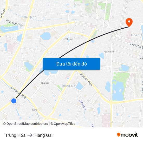 Trung Hòa to Hàng Gai map