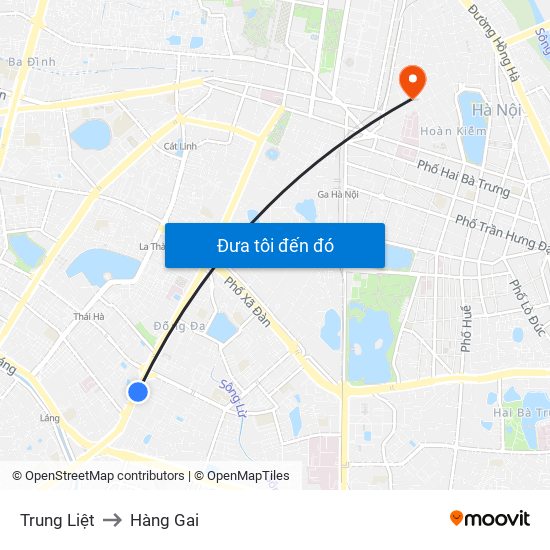Trung Liệt to Hàng Gai map
