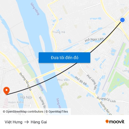 Việt Hưng to Hàng Gai map