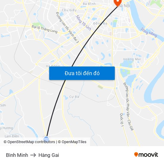 Bình Minh to Hàng Gai map
