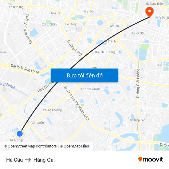Hà Cầu to Hàng Gai map
