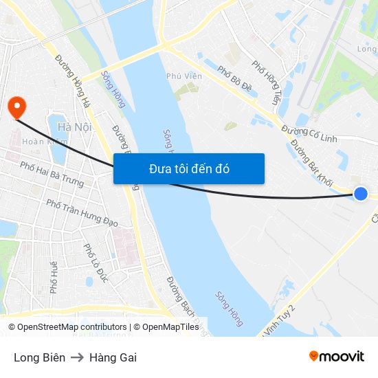 Long Biên to Hàng Gai map