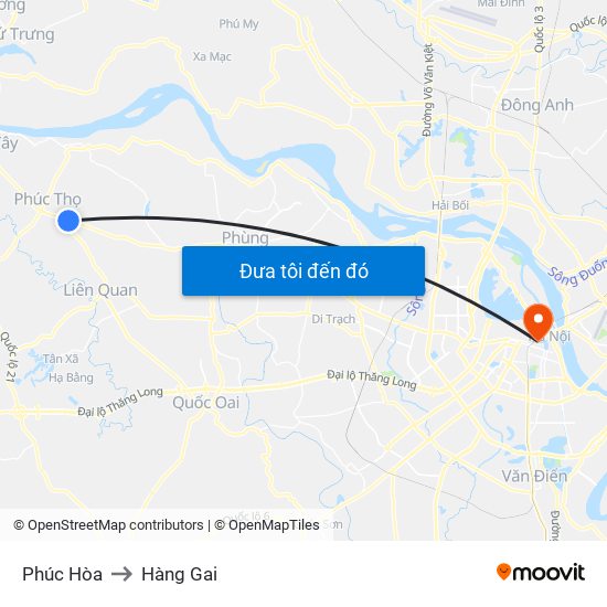 Phúc Hòa to Hàng Gai map