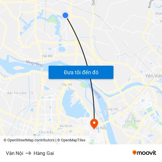 Vân Nội to Hàng Gai map