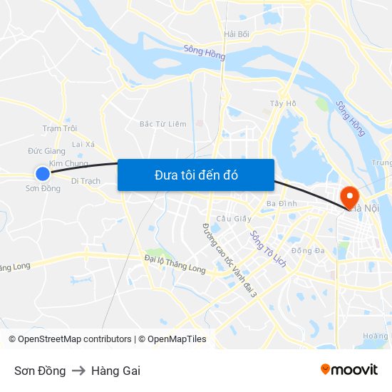 Sơn Đồng to Hàng Gai map