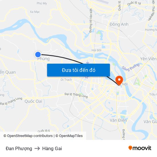 Đan Phượng to Hàng Gai map