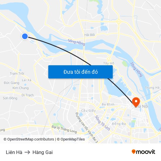 Liên Hà to Hàng Gai map