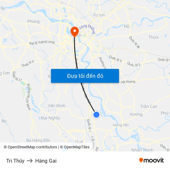 Tri Thủy to Hàng Gai map