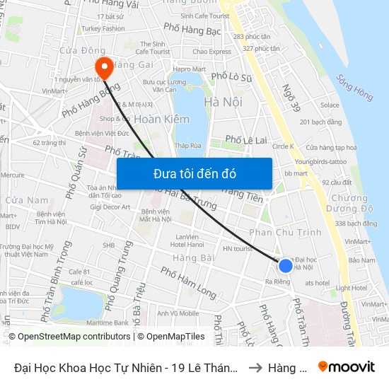 Đại Học Khoa Học Tự Nhiên - 19 Lê Thánh Tông to Hàng Gai map