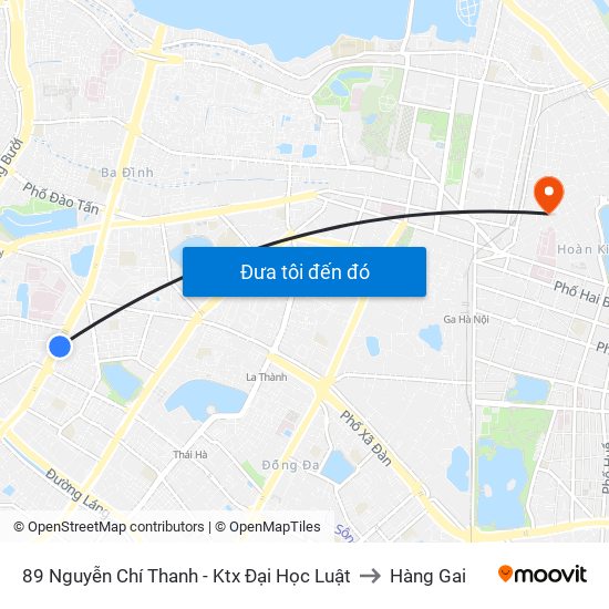 89 Nguyễn Chí Thanh - Ktx Đại Học Luật to Hàng Gai map