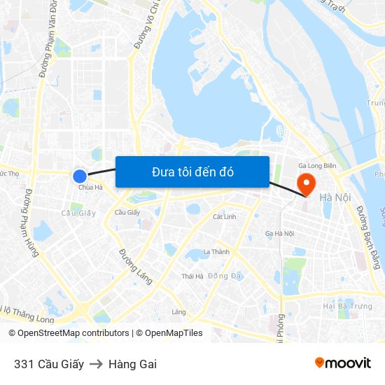 331 Cầu Giấy to Hàng Gai map