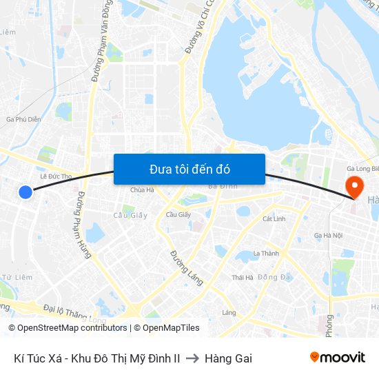 Kí Túc Xá - Khu Đô Thị Mỹ Đình II to Hàng Gai map