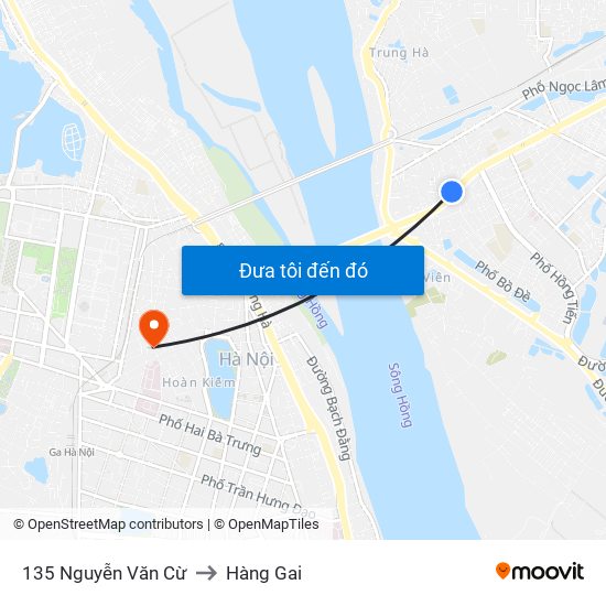 135 Nguyễn Văn Cừ to Hàng Gai map