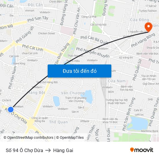 Số 94 Ô Chợ Dừa to Hàng Gai map