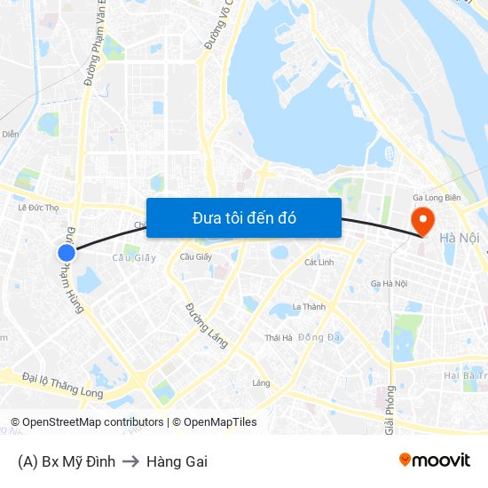 (A) Bx Mỹ Đình to Hàng Gai map