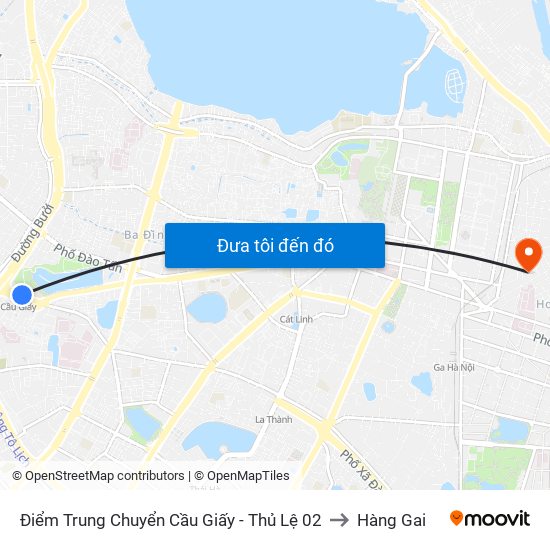 Điểm Trung Chuyển Cầu Giấy - Thủ Lệ 02 to Hàng Gai map