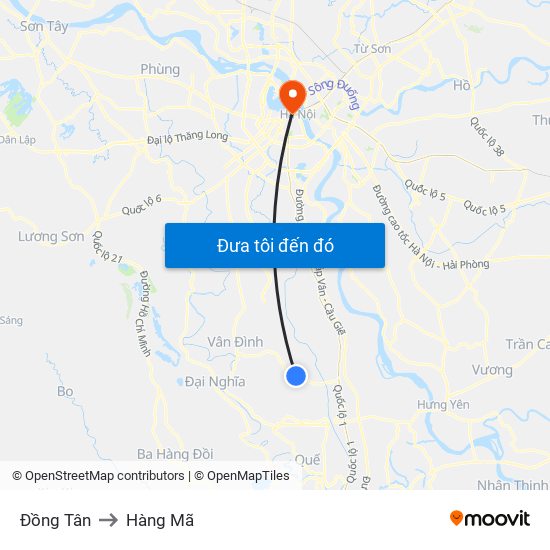 Đồng Tân to Hàng Mã map