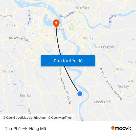 Thư Phú to Hàng Mã map