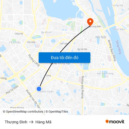 Thượng Đình to Hàng Mã map