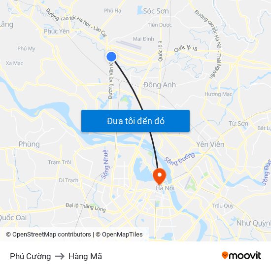 Phú Cường to Hàng Mã map