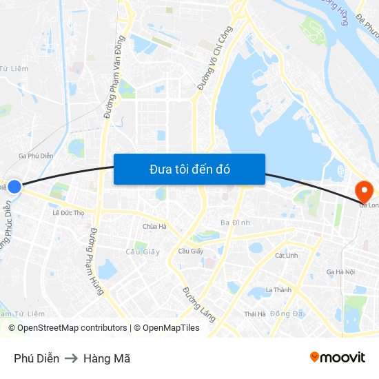 Phú Diễn to Hàng Mã map