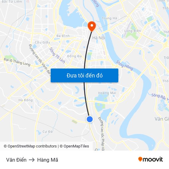 Văn Điển to Hàng Mã map